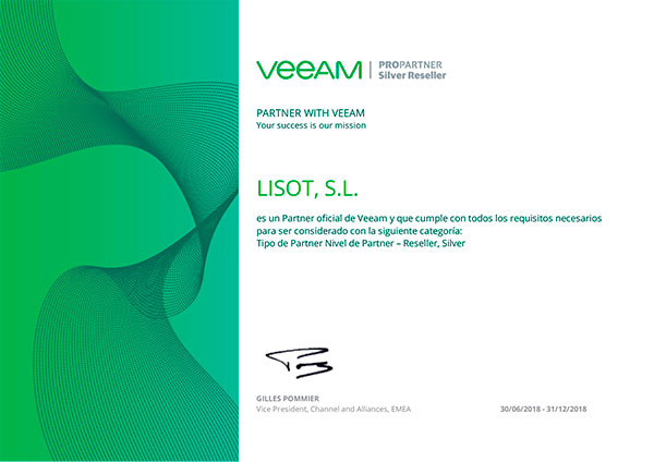 LISOT partner certificado VEEAM