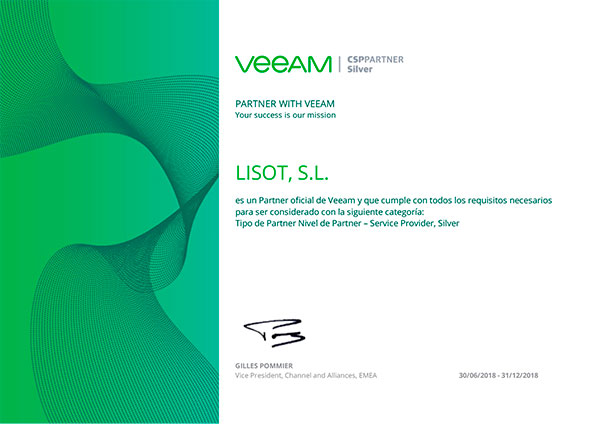 LISOT partner certificado VEEAM